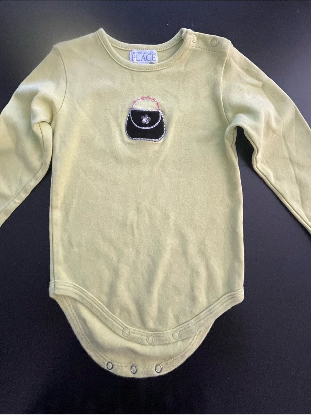 The Children's Place Pale Green Long-Sleeve Bodysuit with Purse Patch